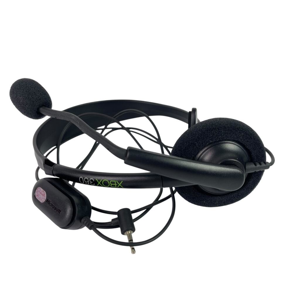 Original Microsoft XBOX 360 Genuine OEM Black Wired Chat Headset with Mic